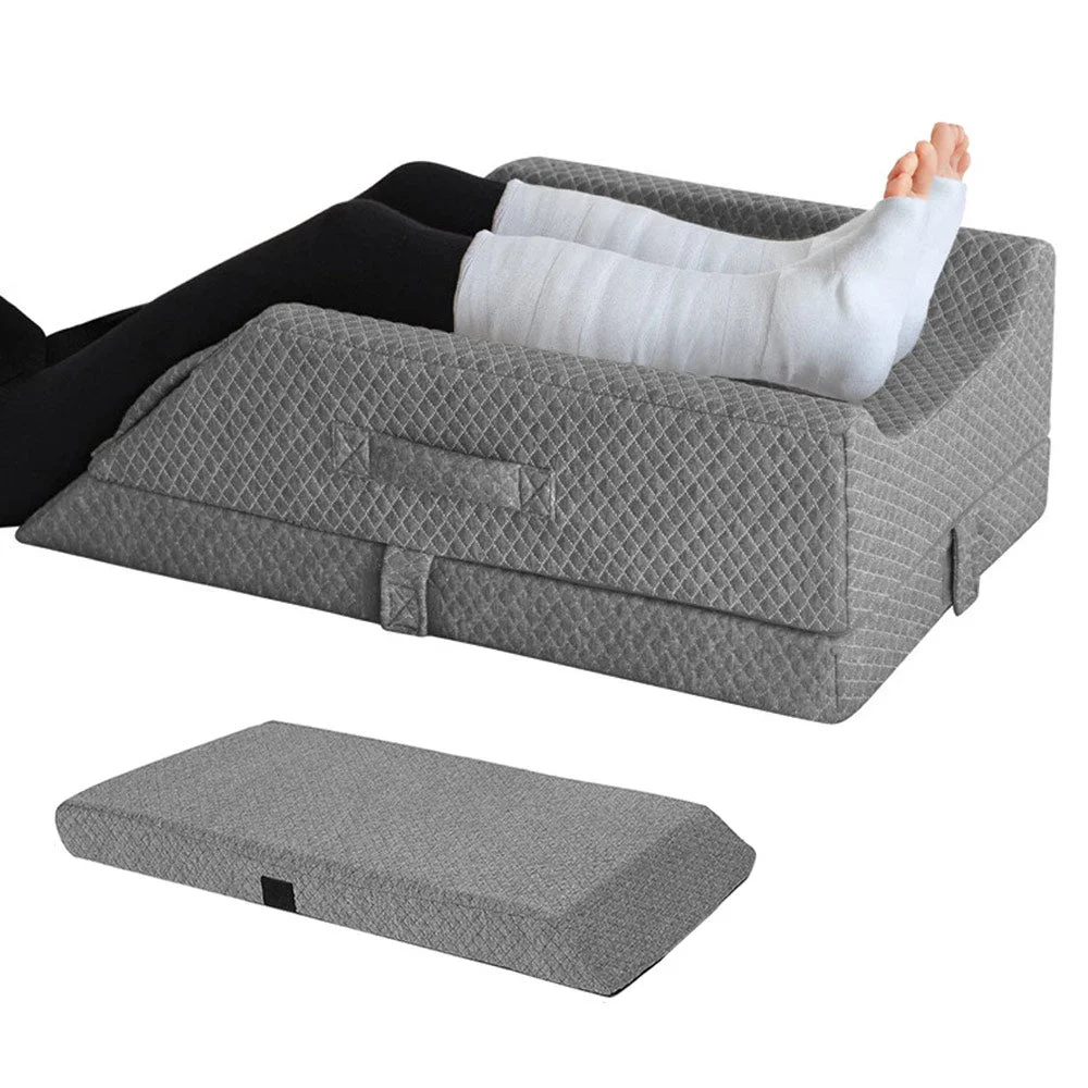 Leg Wedge Ergonomic Booster 3-Height Adjustable Memory Foam Leg Support Pillow with Washable Cover for Ankle Foot Rest Surgery Recovery and Pain Relief