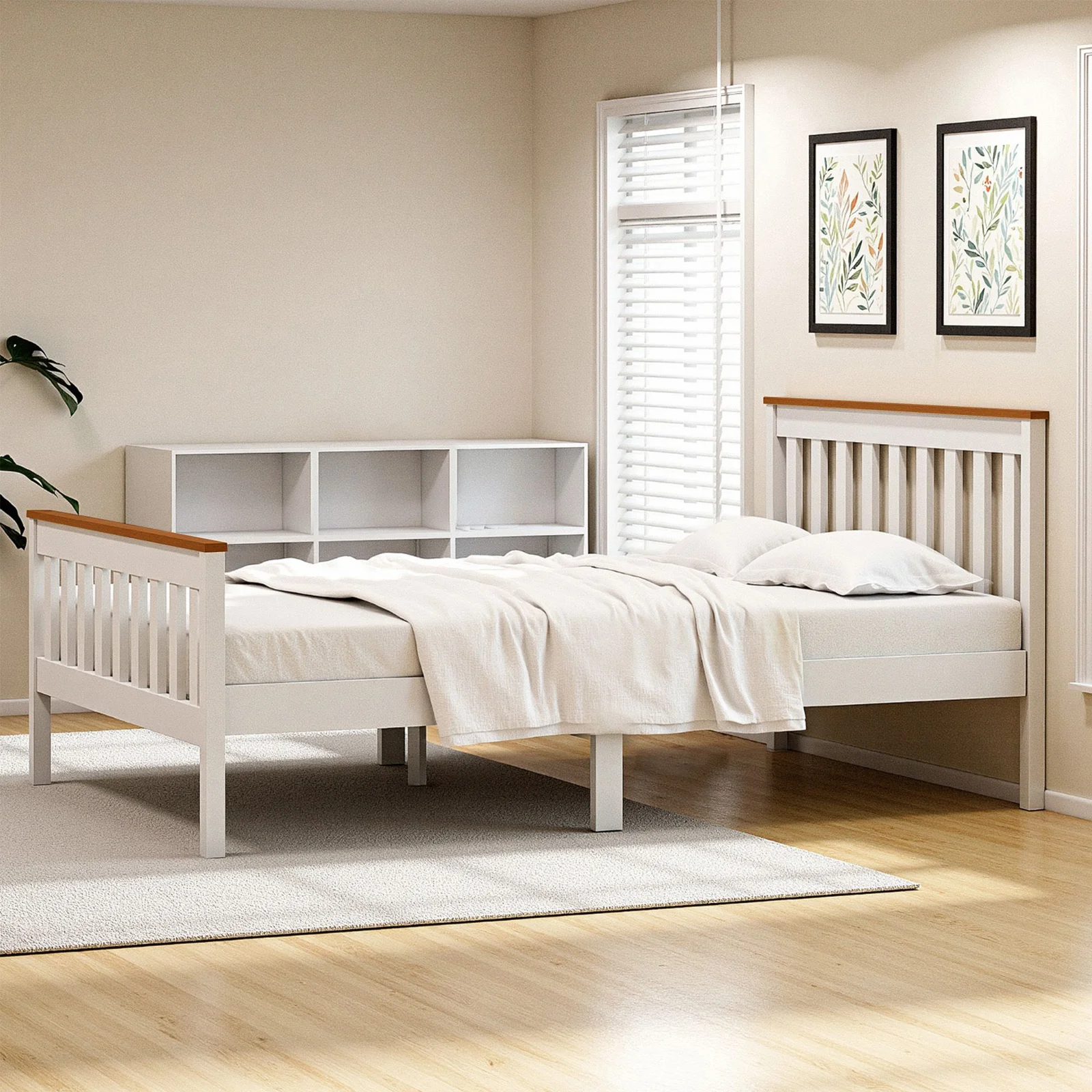 Artiss Bed Frame Double Size Wooden Platform with 2 Storage Drawers White PONY thumbnail 9