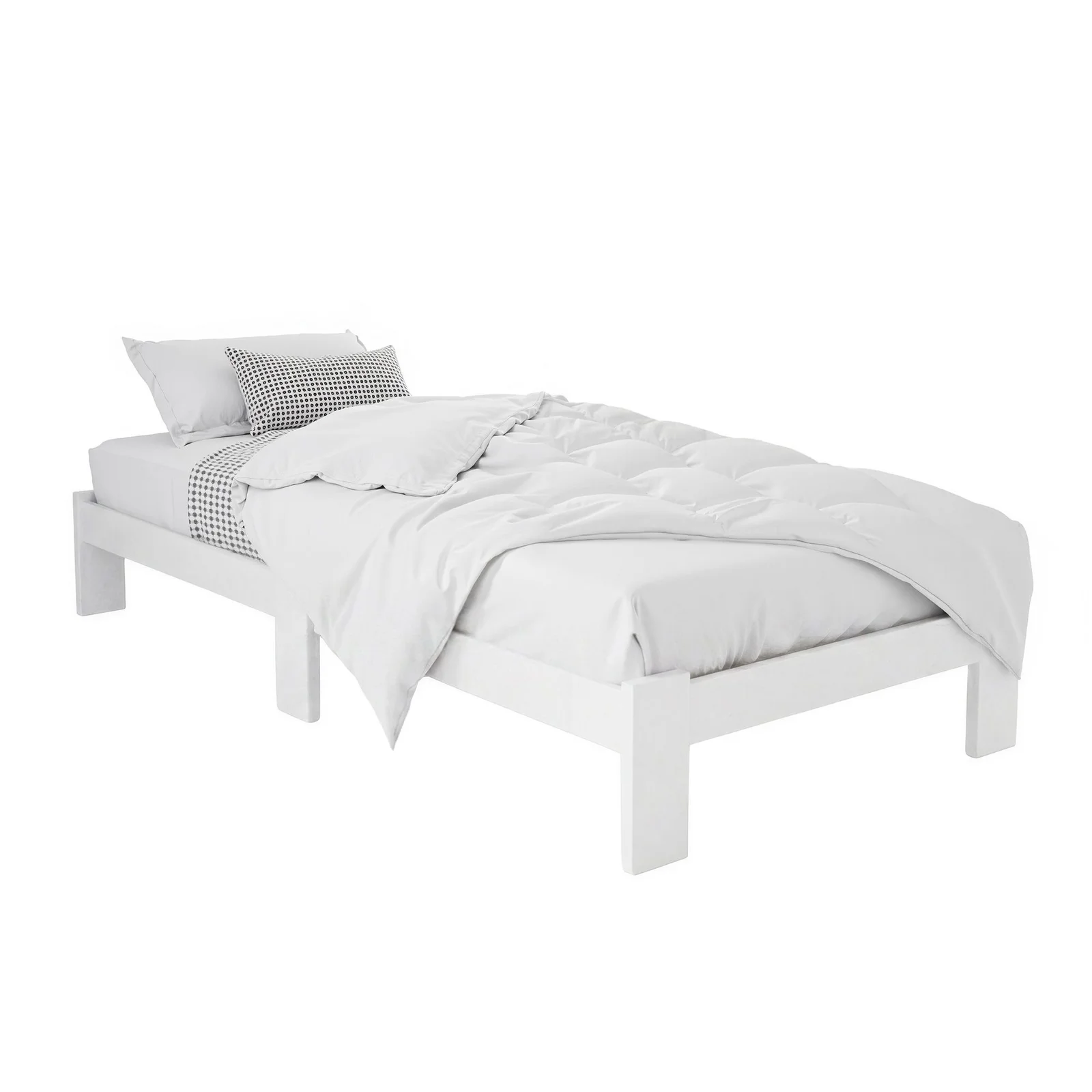 Artiss Bed Frame King Single Size Wooden White JADE