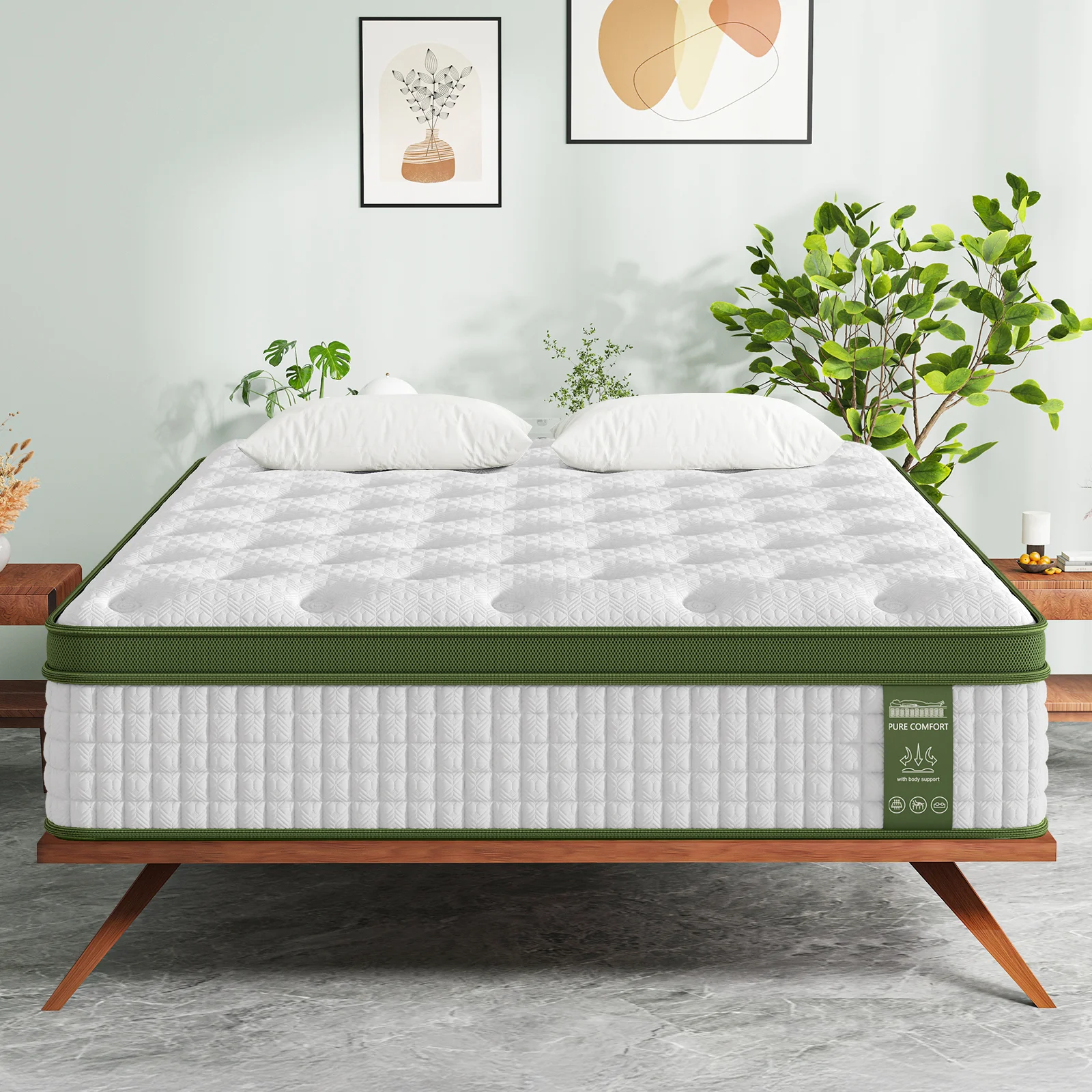 BedStory 34cm Queen Latex Hybrid Mattress Medium Firm - 5 Zone Pocket Spring Bed for Pressure Relief Motion Isolation